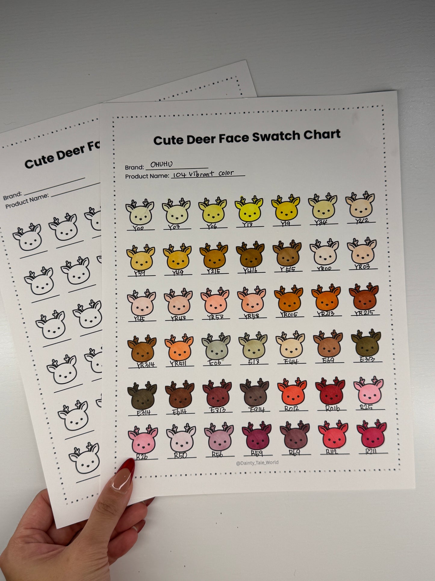 Free Deer Color Swatch Chart (Printable)