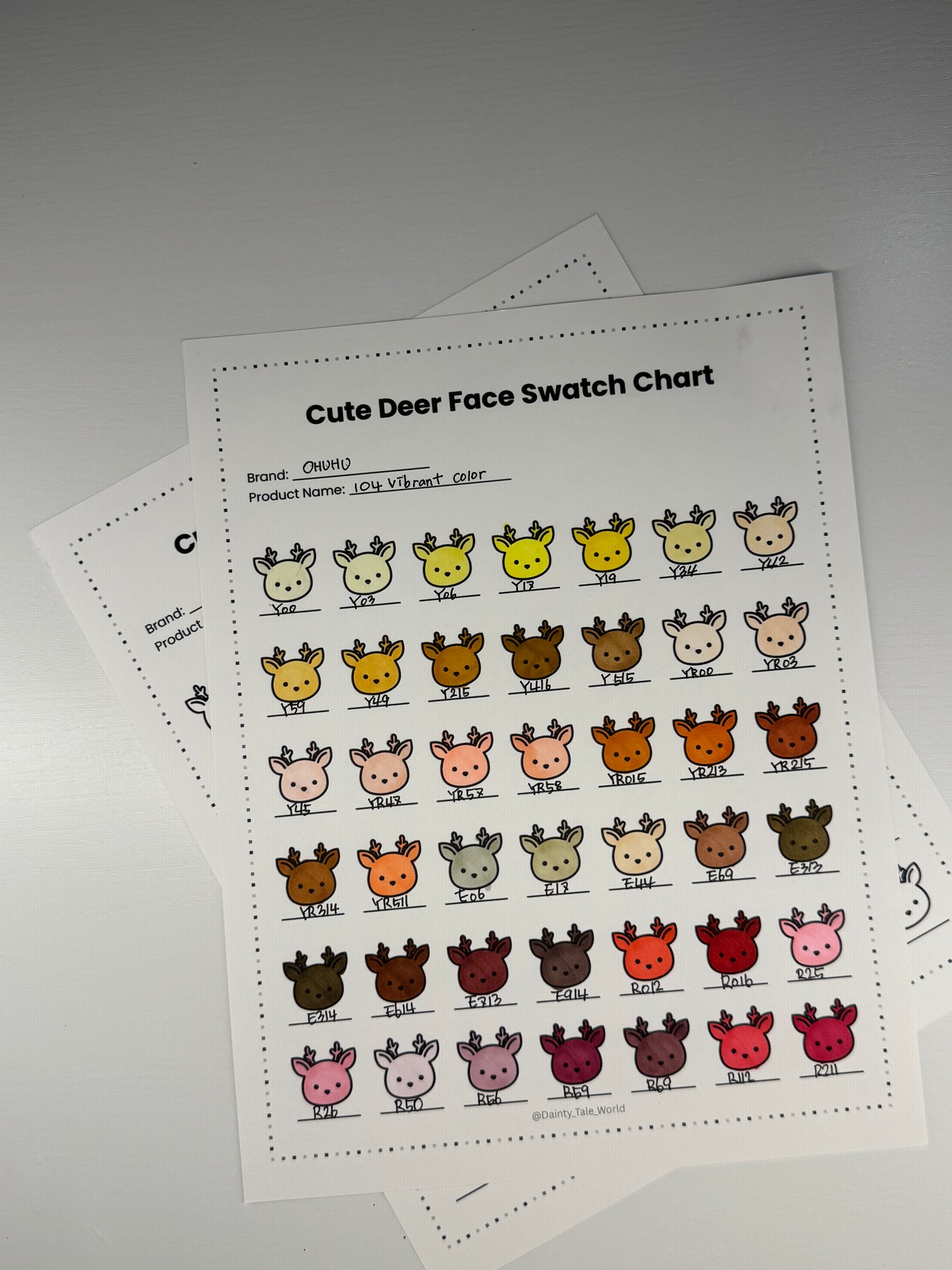 Free Deer Color Swatch Chart (Printable)